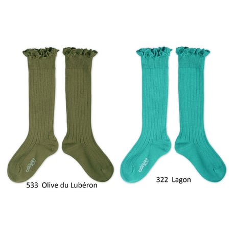 【Collégien】2954 Joséphine Lace Trim Knee-High socks