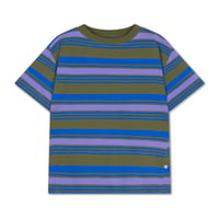 Drop2【Repose AMS】 tee shirt-khaki bloom stripe