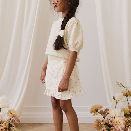 【 Jamie kay 】 JKFS262006 ﾓｽﾘﾝﾗｯﾌﾟｽｶｰﾄWillow Rose OWHT （size 90~120）