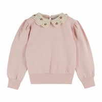 【Emile et Ida】CROCHETED COLLAR SWEATSHIRT - PEONY