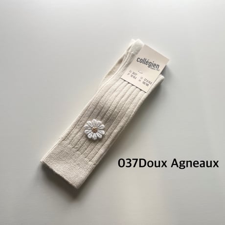 【Collegien】2980 Valentine - Ribbed Knee-high Socks with Daisy