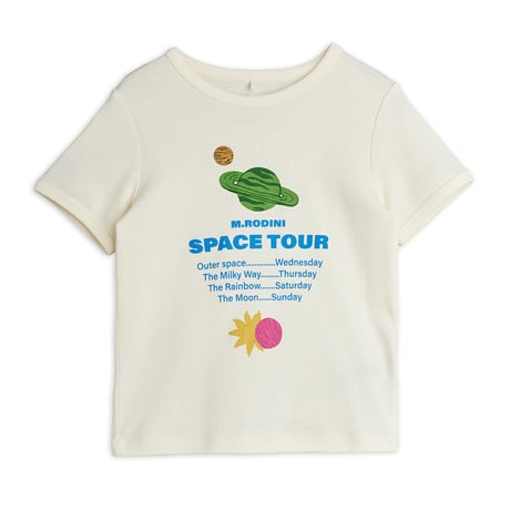 【 MINI RODINI 】Space tour regular sp ss tee - Off-white