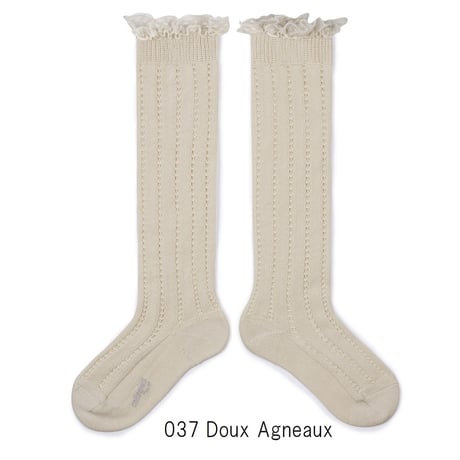 【 Collegien 】2906  Marie-Leonie - Lightweight Openwork Knee-high Socks with Swiss Dot