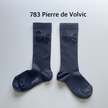 【 Collegien 】Isaure - Pointelle Merino Knee-high Socks with Velvet Bow