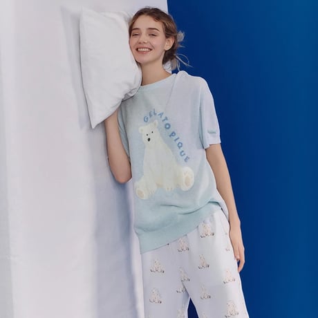 【 gelato pique 】 PWCP262280 接触冷感ｼｰｱﾆﾏﾙ柄ﾛﾝｸﾞﾊﾟﾝﾂ MNT