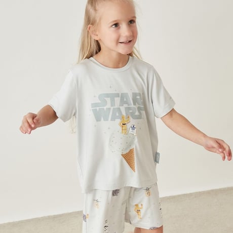 【 gelato pique 】STAR WARS　キッズワンポイントTシャツ  CRMクリーム/MNTミントブルー