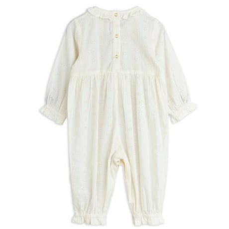 【 MINI RODINI 】Strawberry emb schiffli jumpsuit　68/74