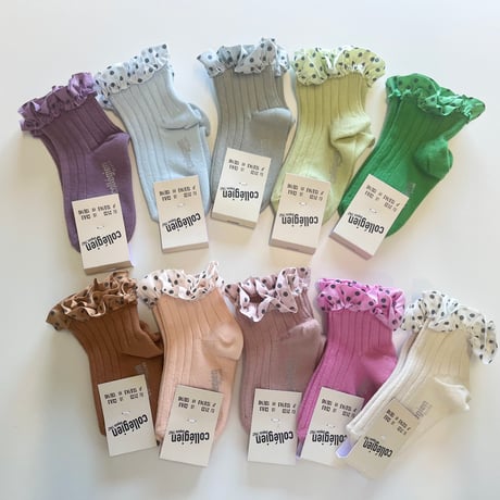 【 Collegien 】3476Emilie- Polka Dots Ruffle Ankle Socks