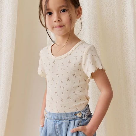 【 Jamie kay 】 JKCT262082 ﾘﾌﾞ半袖ﾄｯﾌﾟｽ Dina Antique OWHT （size 70~120）