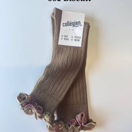 【 Collegien 】2967 Eglantine -  Embroidered Ruffle Ribbed Knee-high Socks