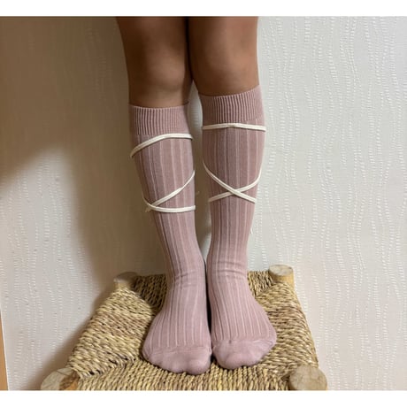 【Collégien】 2990 Anastasie- Lace-up Ribbed Knee-high Socks