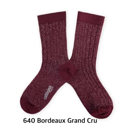 【 Collegien 】6060 Victoire - Glitter Ribbed Crew Socks