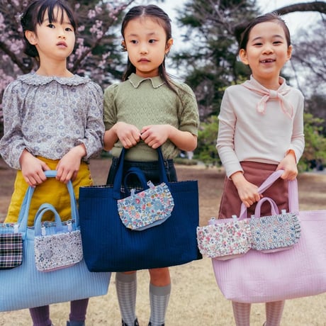 【mik+】School bag - Navy × Plaid