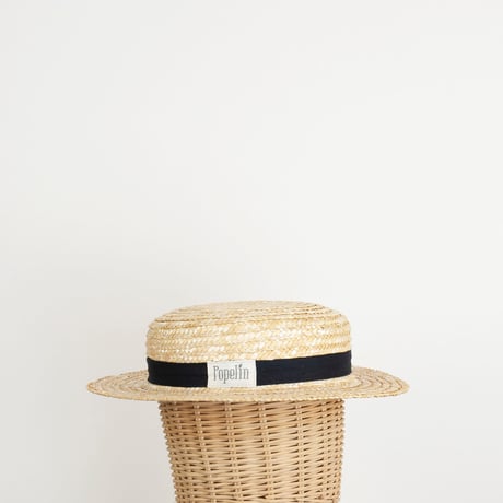 【Popelin】Mod.63.6_Black Natural straw hat