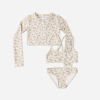 【 Rylee + Cru 】CROP RASHGUARD SET || YELLOW FLORAL