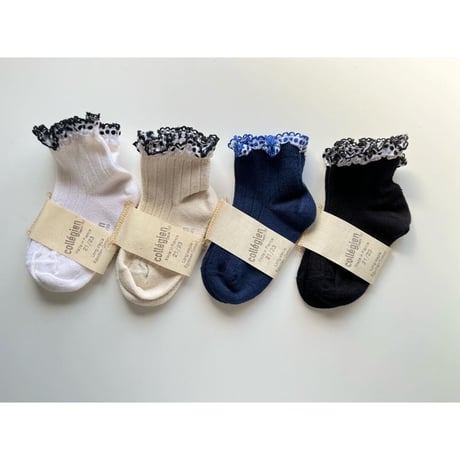 【 Collegien × mik&co  special édition】2450  Dot  EmbroideredRuffle Ribbed Ankle Socks
