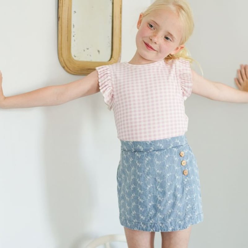 SOOR PLOOM 】 OLIVE SKORT, EMBROIDERED DENIM |