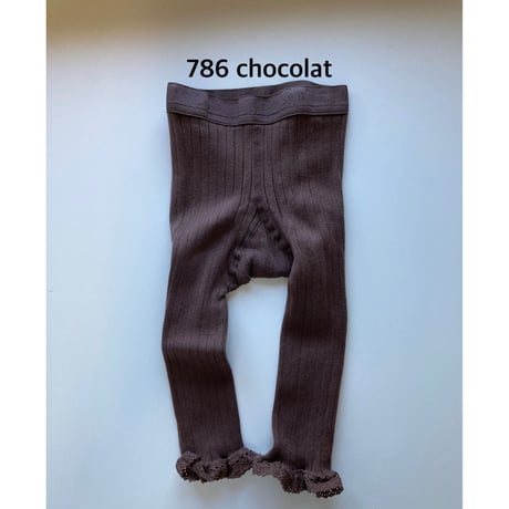 【 Collegien 】5981  Aliénor - Lace-trim Ribbed Footless Tights