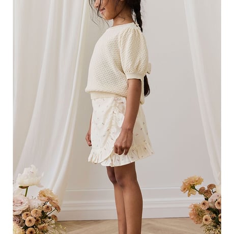 【 Jamie kay 】 JKFS262006 ﾓｽﾘﾝﾗｯﾌﾟｽｶｰﾄWillow Rose OWHT （size 90~120）