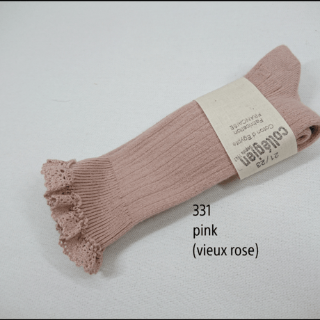 【Collégien】2954 Joséphine Lace Trim Knee-High socks