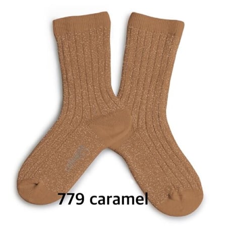 【 Collegien 】6060 Victoire - Glitter Ribbed Crew Socks