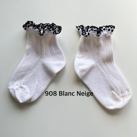 アウトレット【 Collegien × mik&co  special édition】2450  Dot  EmbroideredRuffle Ribbed Ankle Socks