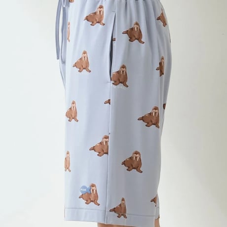 【 gelato pique 】 PMCP262282 HOMME接触冷感ｼｰｱﾆﾏﾙ柄ハーフパンツ BLU（メンズsize M, L）