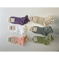 【 Collegien 】9557 Annette-Lightweight Pointelle Socks with Lace Frill