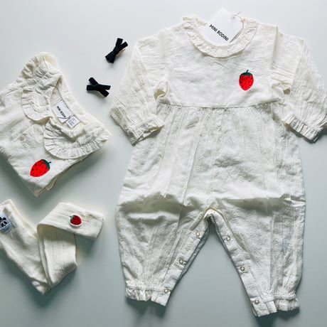 【 MINI RODINI 】Strawberry pointelle leggings 1-pack