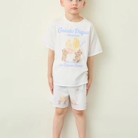 【 gelato pique 】 PKCT262428 KIDSｱｲｽｸﾘｰﾑﾍﾞｱﾜﾝﾎﾟｲﾝﾄT  CRM（size 90~120）