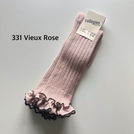 【 Collegien 】2982 Constance - Ribbed Knee-high Socks with Rick-Rack Ruffle