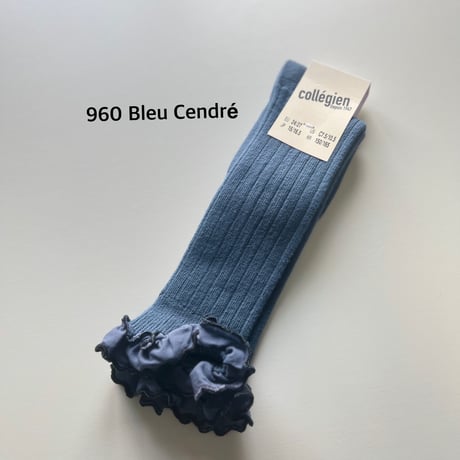 【 Collegien 】2982 Constance - Ribbed Knee-high Socks with Rick-Rack Ruffle