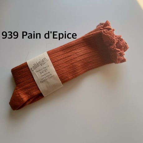 【Collégien】2954 Joséphine Lace Trim Knee-High socks