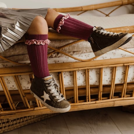【 Collegien 】2978 CLOTHIDE - Velvet-trim Ribbed Knee-high Socks