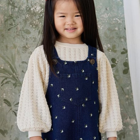 【 Jamie kay 】 JKFO262018 刺繍ﾃﾞﾆﾑｵｰﾊﾞｰｵｰﾙLisa Indigo  NVY（size 90~120）