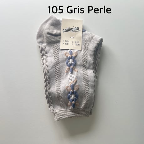 【 Collegien woman 】2652 Magnolia - Jacquard Flower Ankle Socks