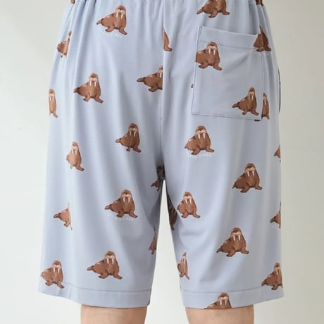 【 gelato pique 】 PMCP262282 HOMME接触冷感ｼｰｱﾆﾏﾙ柄ハーフパンツ BLU（メンズsize M, L）