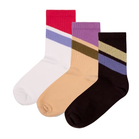 Drop1【Repose AMS】 3 pack socks-stripe