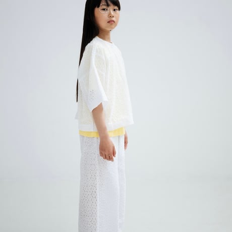 Drop2【Repose AMS】 straight pant-crips white embroidery anglais