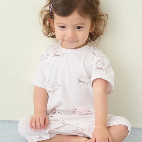 【 gelato pique 】 PBCO262451 BABY接触冷感ｼｰｱﾆﾏﾙ柄ﾛﾝﾊﾟｰｽ PNK（size 70, 80）