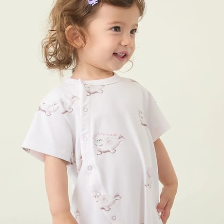 【 gelato pique 】 PBCO262451 BABY接触冷感ｼｰｱﾆﾏﾙ柄ﾛﾝﾊﾟｰｽ PNK（size 70, 80）