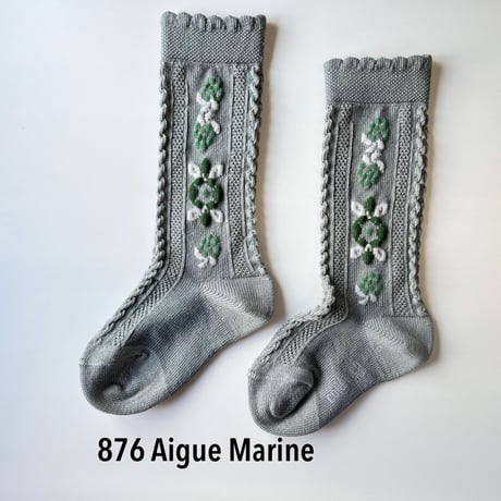 【Collegien】2650 Dalia - Jacquard Flower Knee-high Socks