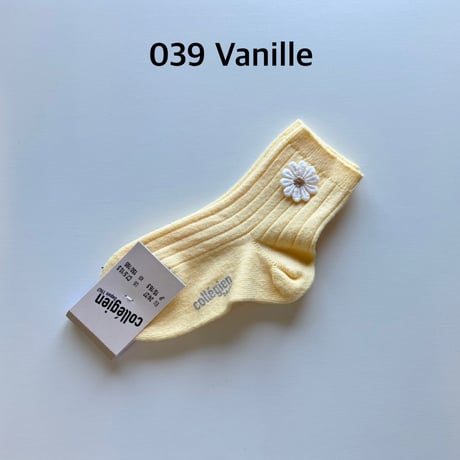 【Collégien】3480 Bérénice Ribbed Ankle Socks with Daisy