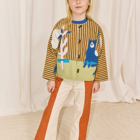 【Misha&Puff】 CATSCAPE APPLIQUE CARDIGAN (COLA PAINTERLY STRIPE)