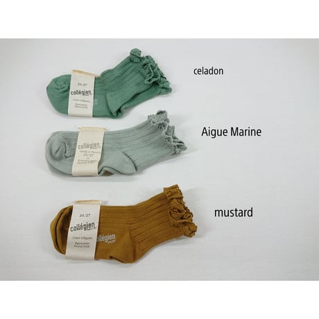 【Collégien】3455 Lili - Lace Trim Ribbed Ankle Socks
