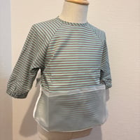 【mik＋】Original Raglan Sleeve Apron - Chocolate  Mint Stripe（S/M/L）
