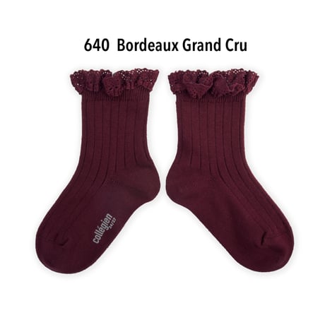 【Collégien】3455 Lili - Lace Trim Ribbed Ankle Socks