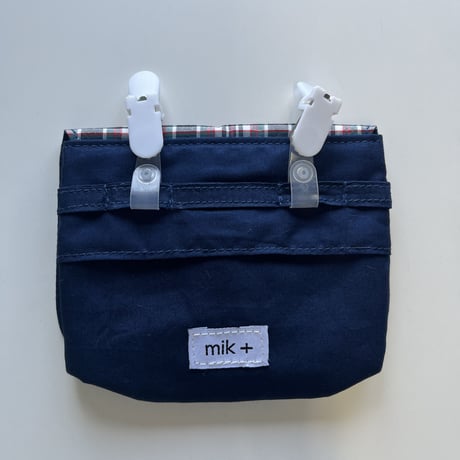 【mik+】Pocket Pouch - Navy Plaid
