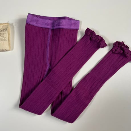 【 Collegien 】5981  Aliénor - Lace-trim Ribbed Footless Tights