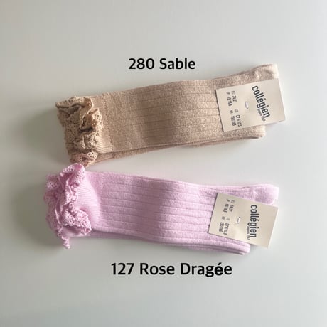 【Collégien】2954 Joséphine Lace Trim Knee-High socks